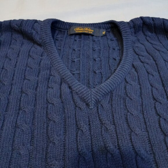 Brooks Brothers Men's XL Navy Blue Cable Knit Vest 100% Cotton‎ - Picture 4 of 8